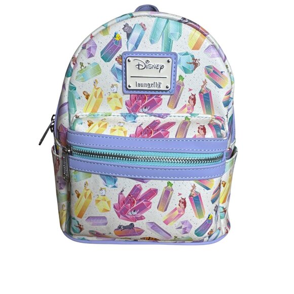 Disney Loungefly Crystal Sidekicks Mini Backpack Princess & Gemstone Print - Picture 1 of 7